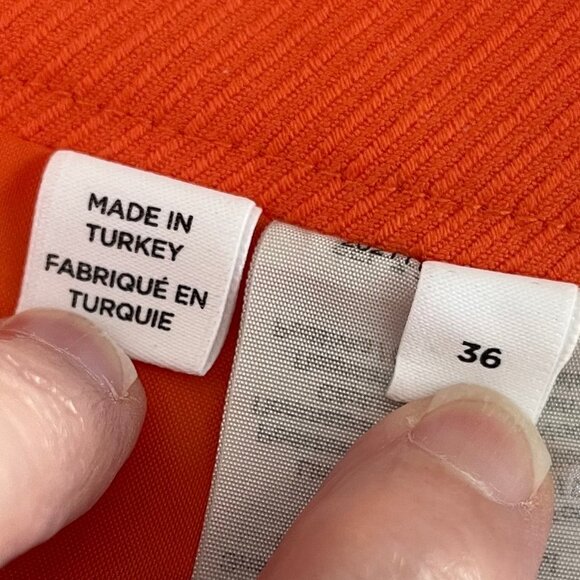 Selected Femme Mynella Lined Textured Poly A-Line Mini Skirt Orangeade Sz 36 NWT - Picture 6 of 9